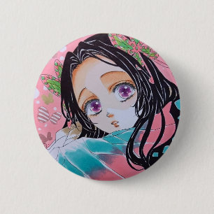 Kanae Kocho brooch from the anime Demon Slayer Button