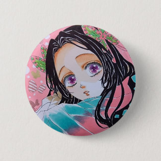 Kanae Kocho brooch from the anime Demon Slayer Button