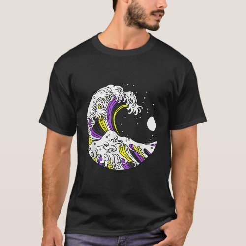 Kanagawa Japanese The Great Wave Of NonBinary LGBT T_Shirt