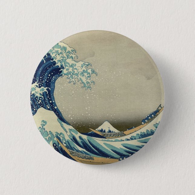 Kanagawa Wave by Katsushika Hokusai Pinback Button (Front)