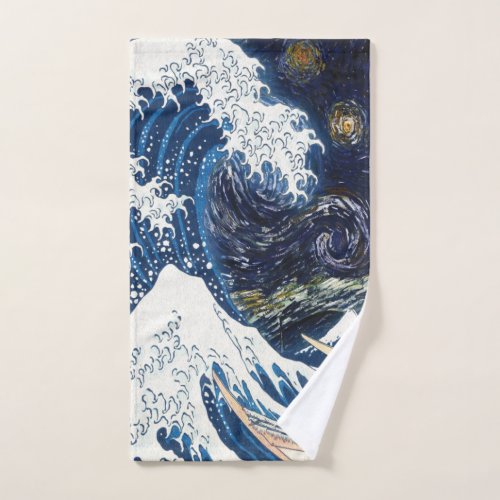 Kanagawa Waves Japanese Art Pattern Hand Towel