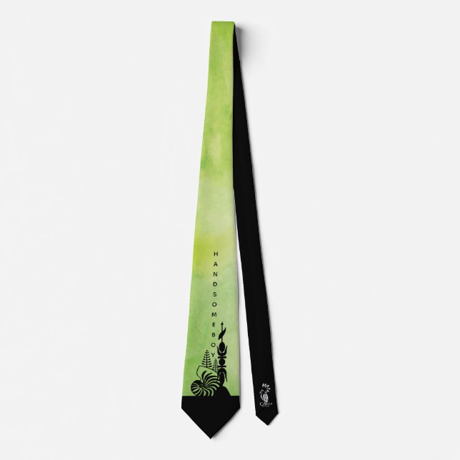 Kanak arrowhead neckline. pistachio green neck tie (Front)
