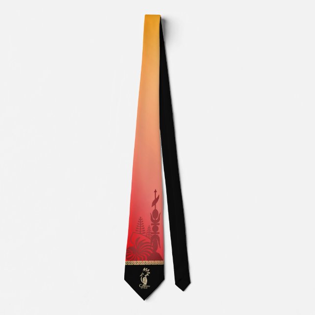 Kanak arrowhead necktie. blood orange. neck tie (Front)
