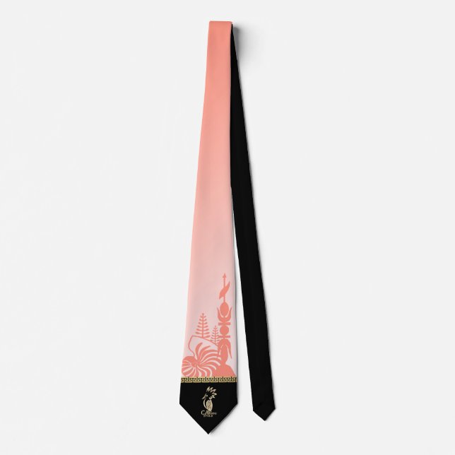 Kanak top hat tie. Salmon. Neck Tie (Front)