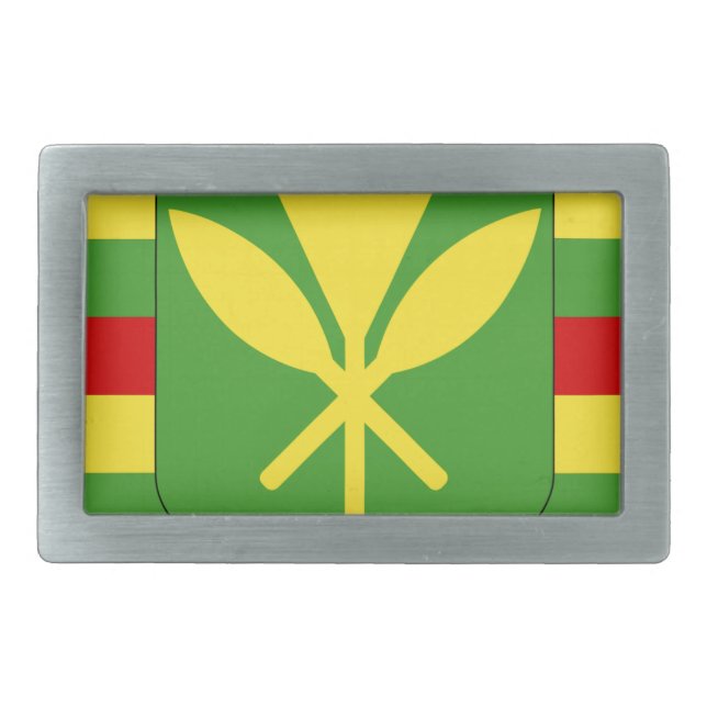 Kanaka Maoli Flag - Hawaiian Independence Flag Belt Buckle (Front)