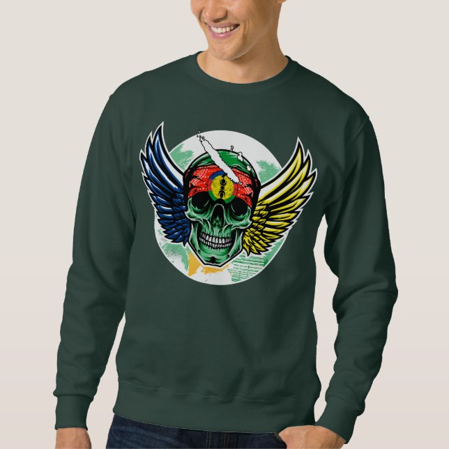 Kanaky tribal skull, New Caledonia Sweatshirt (Front)