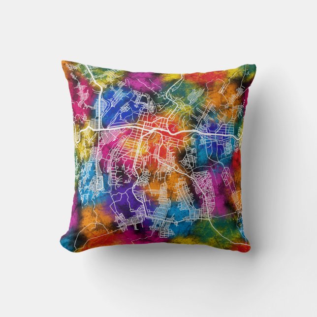 Kananga Democratic Republic of the Congo City Map Throw Pillow (Front)