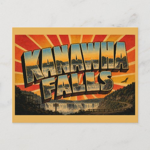 Kanawha Falls WV Waterfall River Forest Art Postcard