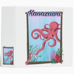 Kanazawa Japan vintage style travel poster 3 Ring Binder