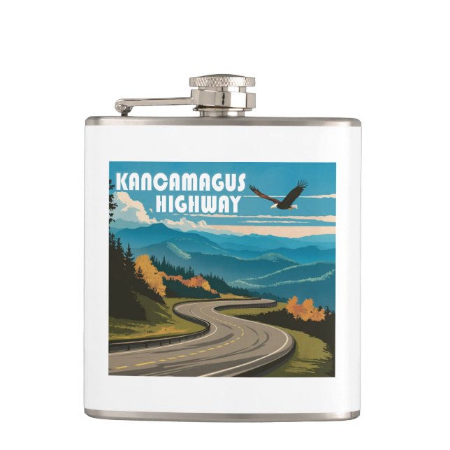 Kancamagus Highway New Hampshire Eagle Flask (Front)