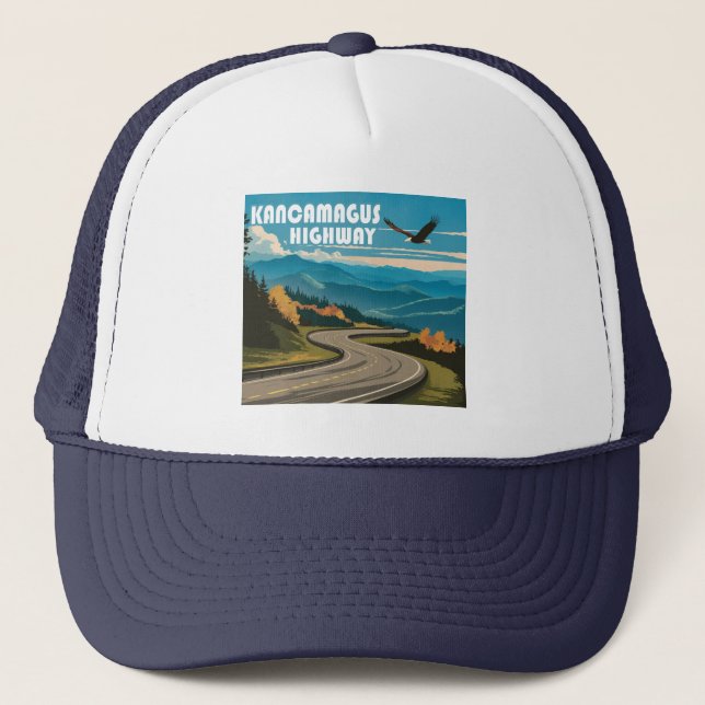 Kancamagus Highway New Hampshire Eagle Trucker Hat (Front)