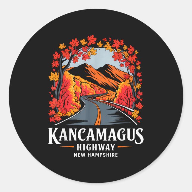 Kancamagus Highway New Hampshire Fall Foliage Souv Classic Round Sticker (Front)