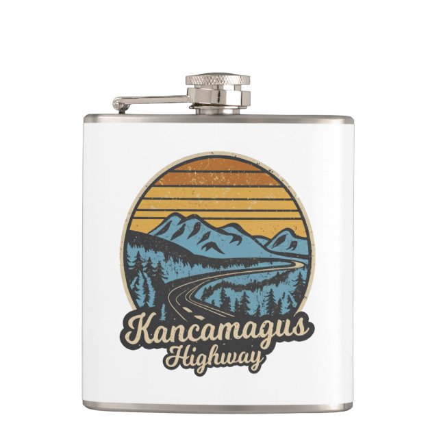 Kancamagus Highway New Hampshire Retro Flask (Front)
