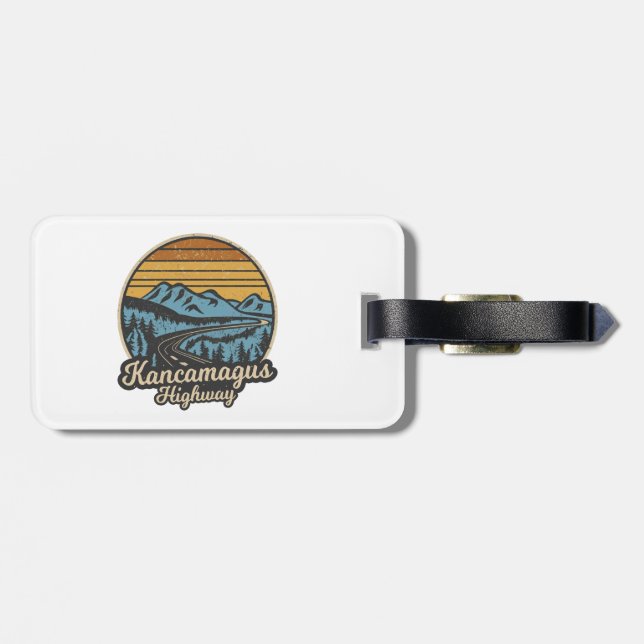 Kancamagus Highway New Hampshire Retro Luggage Tag (Back Horizontal)