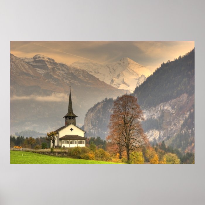 Kandergrund Switzerland Church Snowy Swiss Alps Posters