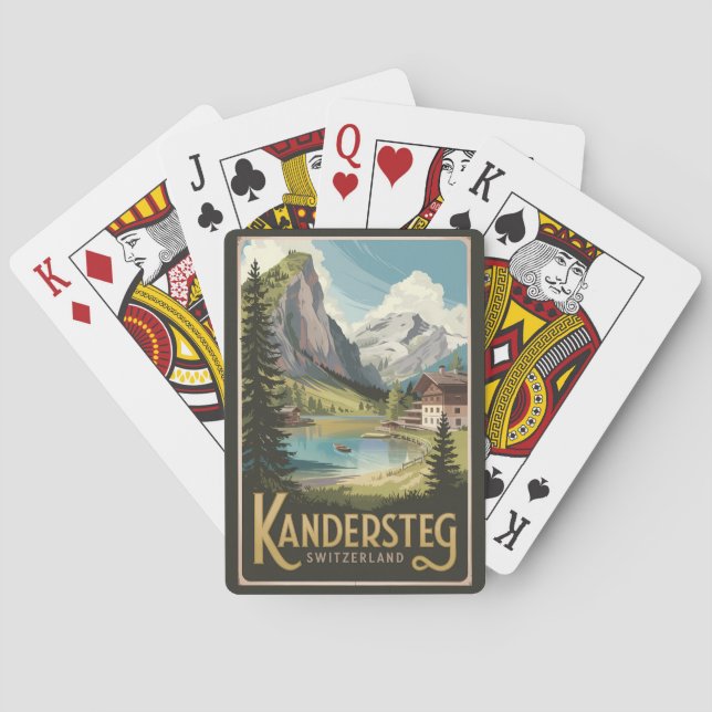 Kandersteg Switzerland Illustration Travel Art Poker Cards (Back)