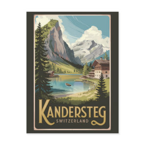 Kandersteg Switzerland Illustration Travel Art Postcard
