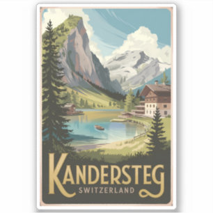 Kandersteg Switzerland Illustration Travel Art Sticker
