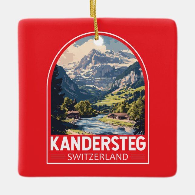 Kandersteg Switzerland Travel Art Emblem Ceramic Ornament (Front)