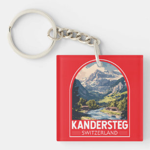Kandersteg Switzerland Travel Art Emblem Keychain