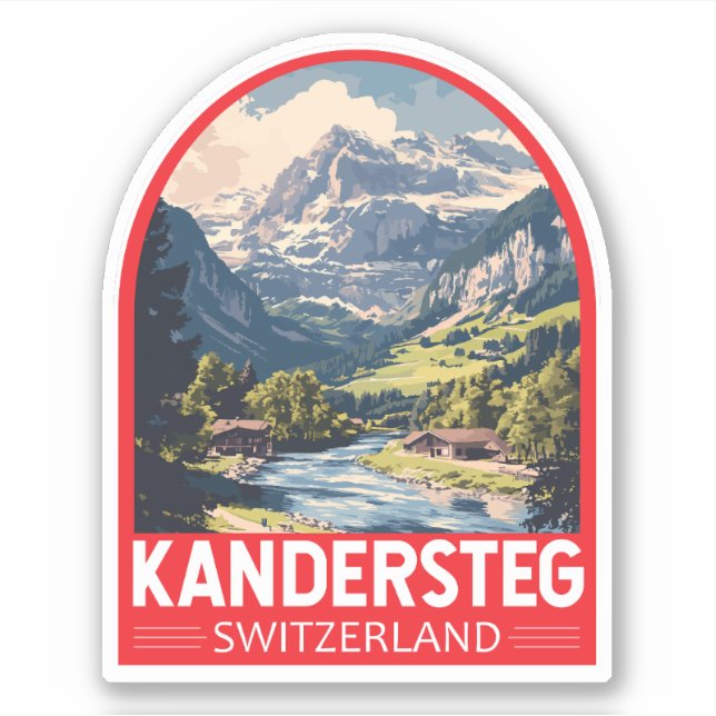 Kandersteg Switzerland Travel Art Emblem Sticker (Front)