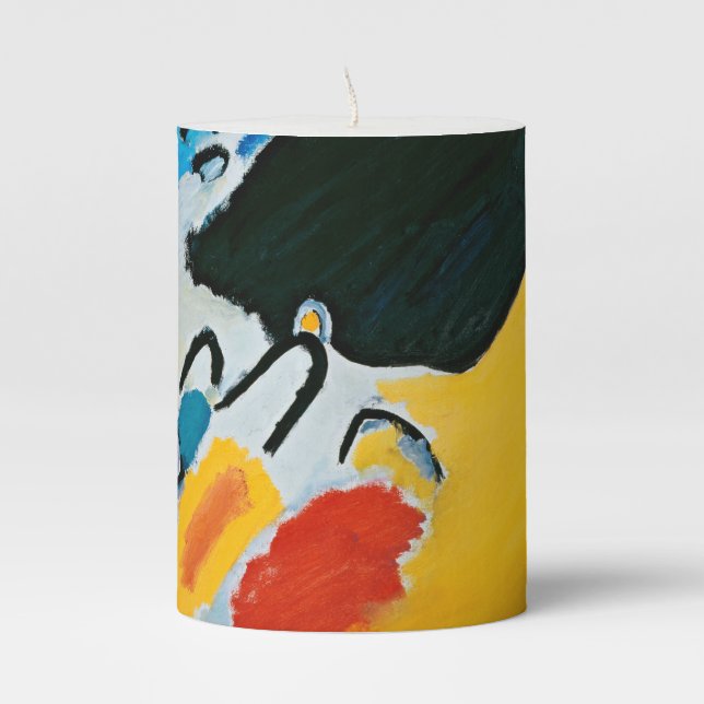 Kandinski Impression III Concert Abstract Painting Pillar Candle (Front)