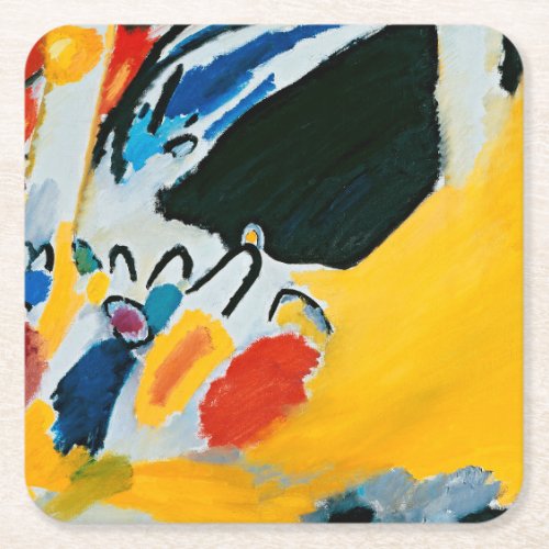 Kandinski Impression III Concert Abstract Painting Square Paper Coaster