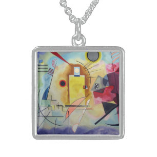 Kandinsky 1925/yellow/red/blue/pixdezines sterling silver necklace