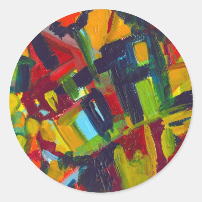 Kandinsky 304 Colorful Abstract Artwork Classic Round Sticker (Front)