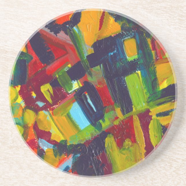Kandinsky 304 Colorful Abstract Artwork Drink Coaster (Front)