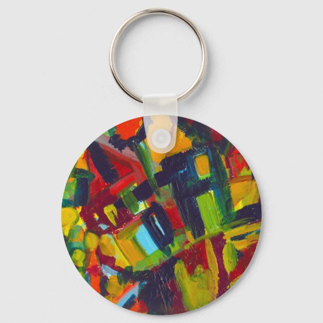 Kandinsky 304 Colorful Abstract Artwork Keychain (Front)