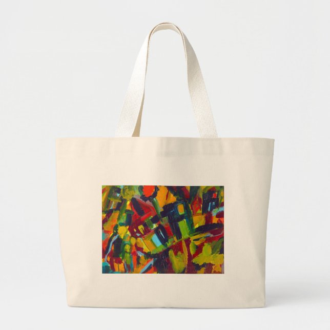 Kandinsky 304 Colorful Abstract Artwork Large Tote Bag (Front)