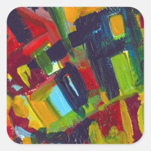Kandinsky 304 Colorful Abstract Artwork Square Sticker