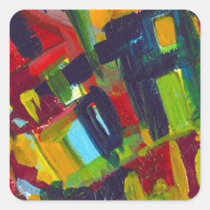 Kandinsky 304 Colorful Abstract Artwork Square Sticker
