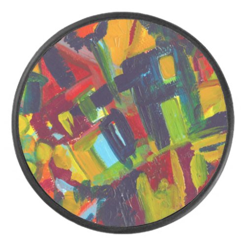 Kandinsky 304 Colorful Abstract Painting Hockey Puck