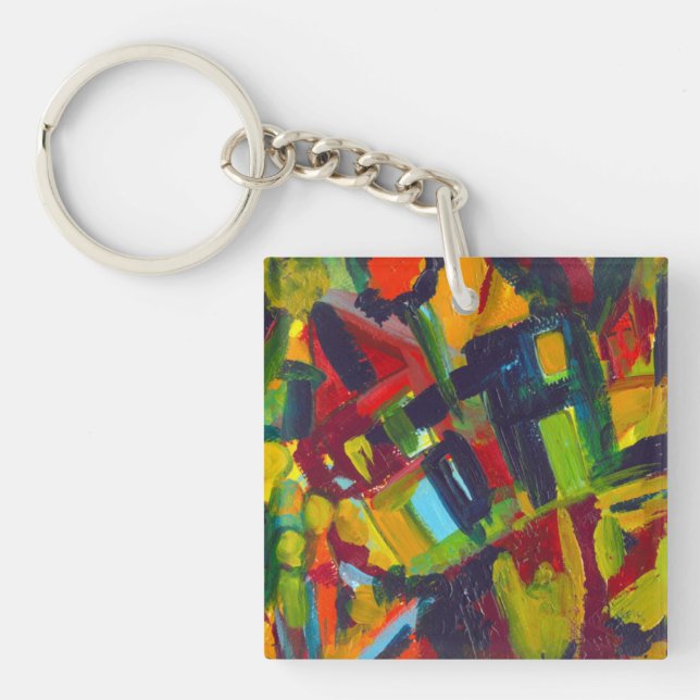 Kandinsky '304' Colorful Abstract Painting Keychain (Front)