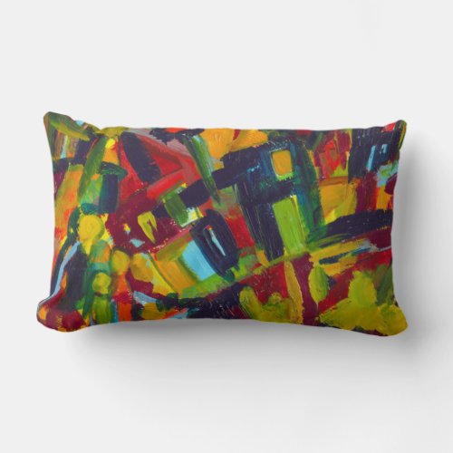 Kandinsky 304 Colorful Abstract Painting Lumbar Pillow