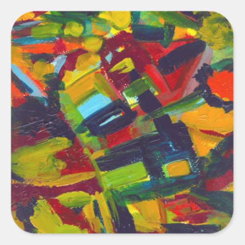 Kandinsky 304 Colorful Abstract Painting Square Sticker
