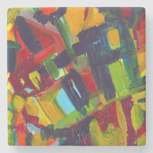 Kandinsky '304' Colorful Abstract Painting Stone Coaster (Front)