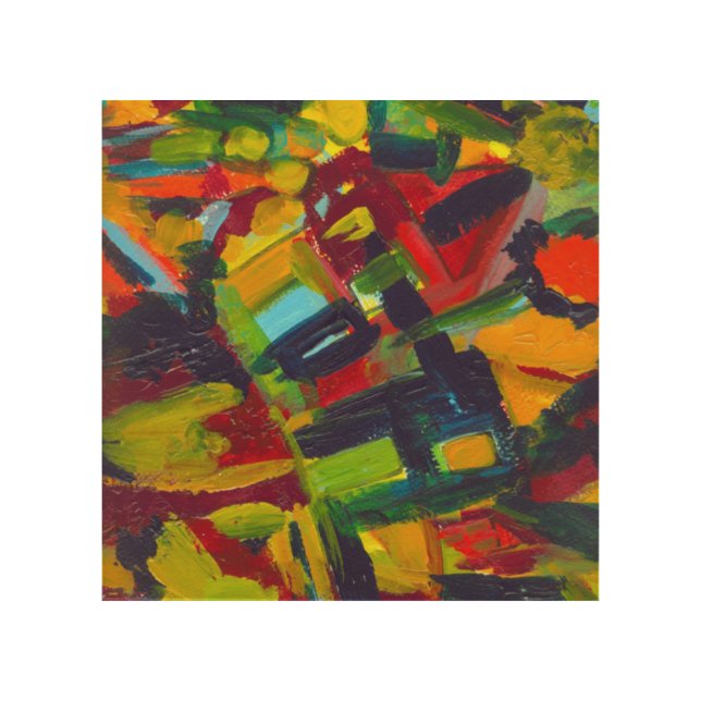 Kandinsky '304' Colorful Abstract Painting Wood Wall Art (Front)