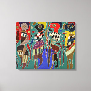 Kandinsky - 4 figures on 3 squares, canvas print