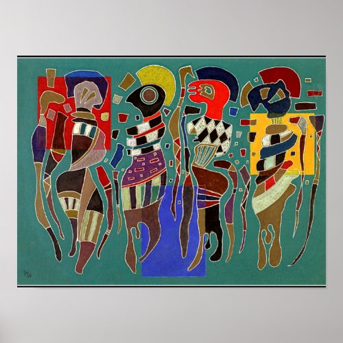 Kandinsky _ 4 figures on 3 squares poster