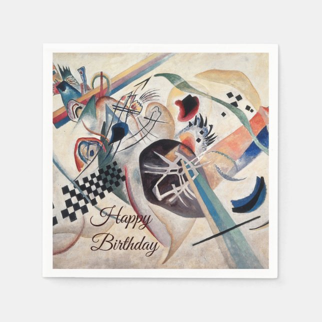 Kandinsky Abstract Art Happy Birthday Napkins (Front)