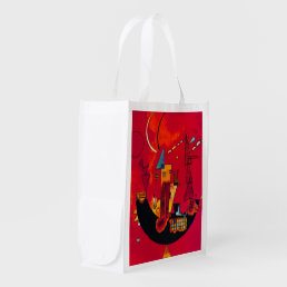 Kandinsky Abstract Art Red Blue Yellow Colorful Grocery Bag