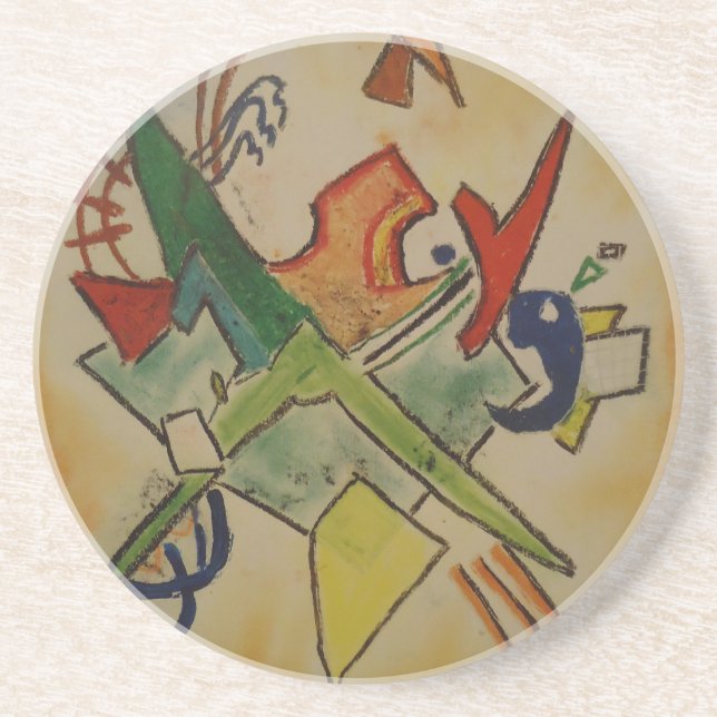 Kandinsky Abstract Art Sandstone Coaster (Front)