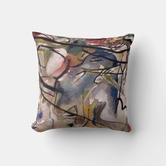 Kandinsky Abstract Artwork Throw Pillow (Front)