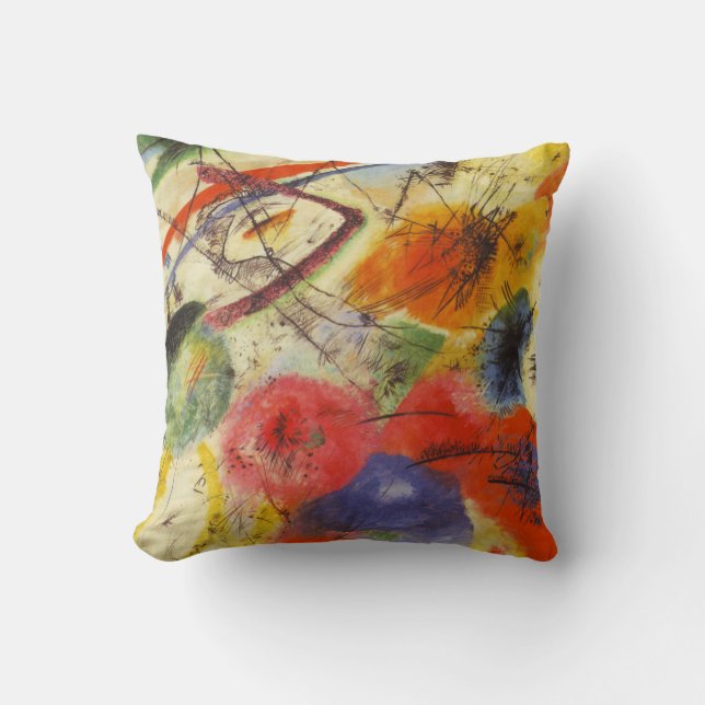 Kandinsky Abstract Blue Red Yellow Black Strokes Throw Pillow (Front)