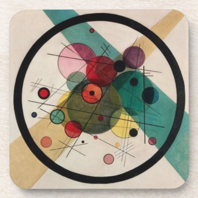 Kandinsky Abstract Circles in a Circle Beverage Coaster (Front)