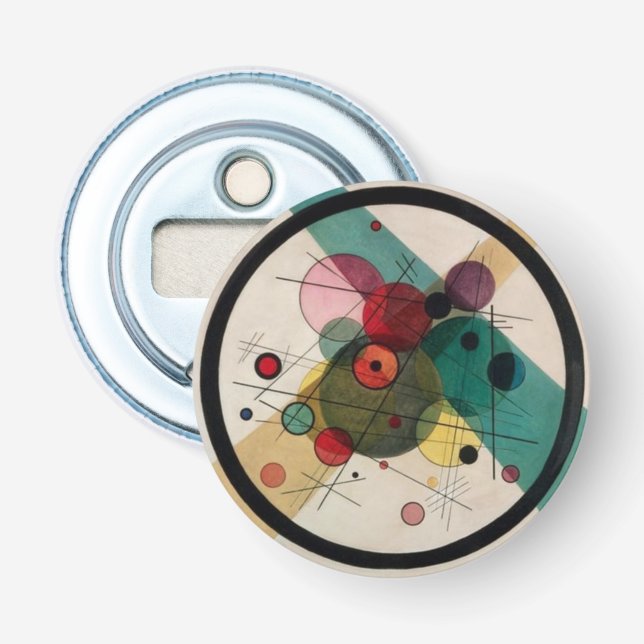 Kandinsky Abstract Circles in a Circle Bottle Opener (Front)