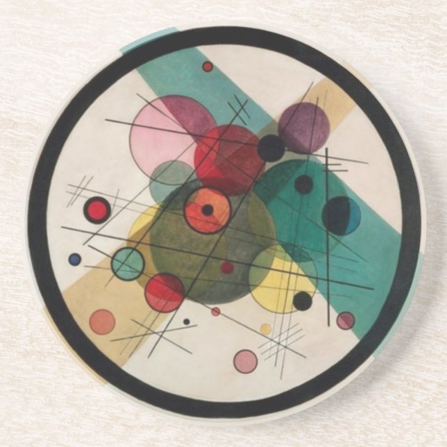 Kandinsky Abstract Circles in a Circle Coaster (Front)